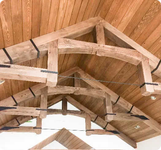 Wooden beams on a ceiling